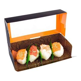 Logo-Druckkundenspezifische Brown-Sushi-Papierkasten mit Fenster-Verpacken- der Lebensmittelweißer Pappe