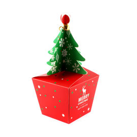 Lustiges Weihnachtsverpackenkasten-Baum-Kasten-Logo, das kleine Geschenkboxen druckt