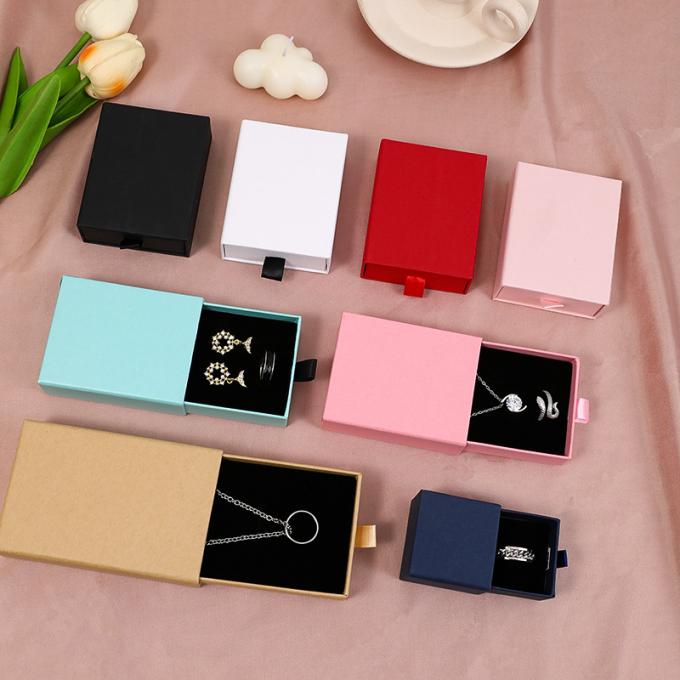 Gewerbliche Logo Karton Schublade Schmuckverpackung Box für Halskette Ohrring Armband Ring Schmuckbox 5